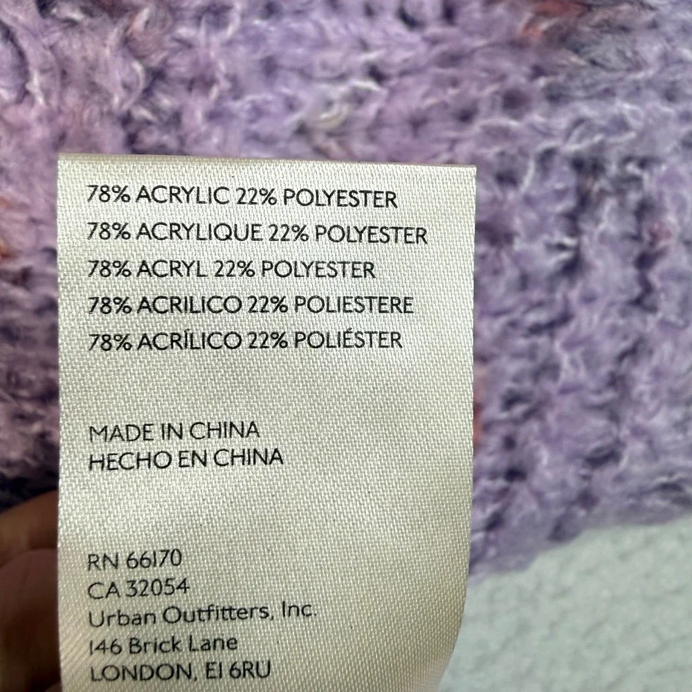 Free People Cropped Sweater Womens M Purple Confetti Chunky Knit Boho Fairycore‎